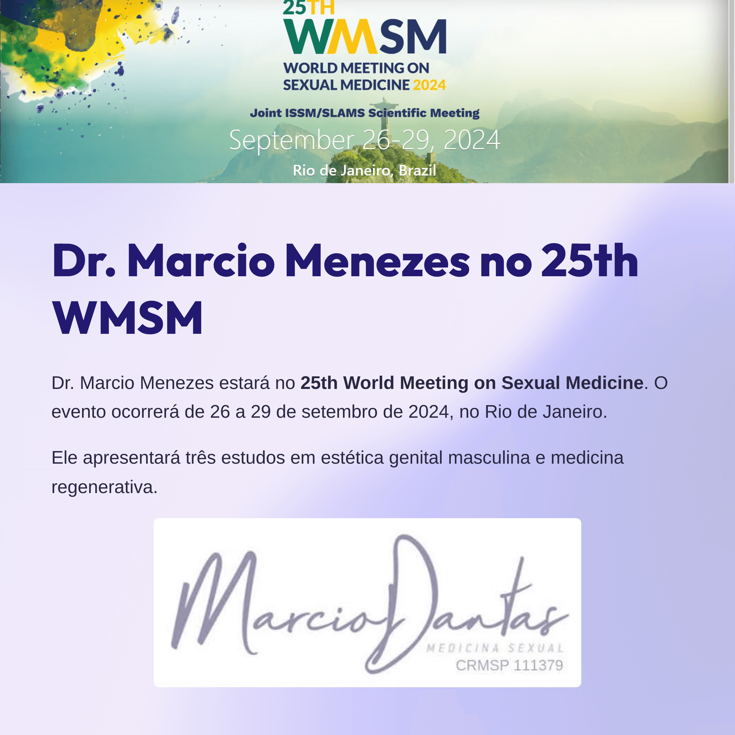 Dr. Marcio Menezes no 25th WMSM estudos aumento peniano